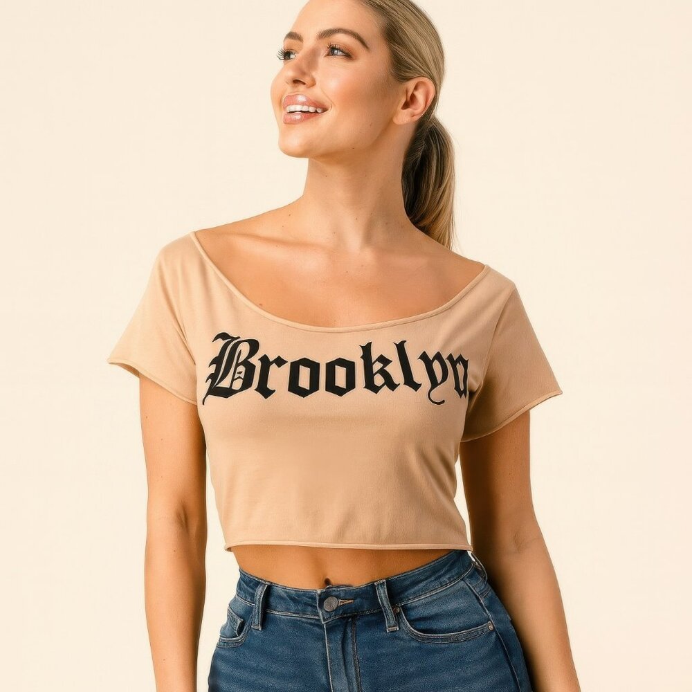 Brooklyn Graphic Off-shoulder Crop Top For Women